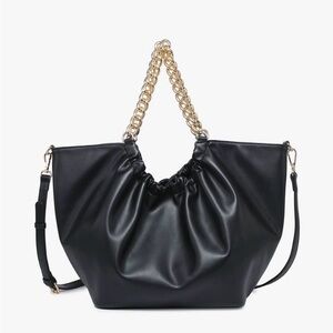 Jen & Co- Sophisticated Black and Gold Chain Shoulder Bag